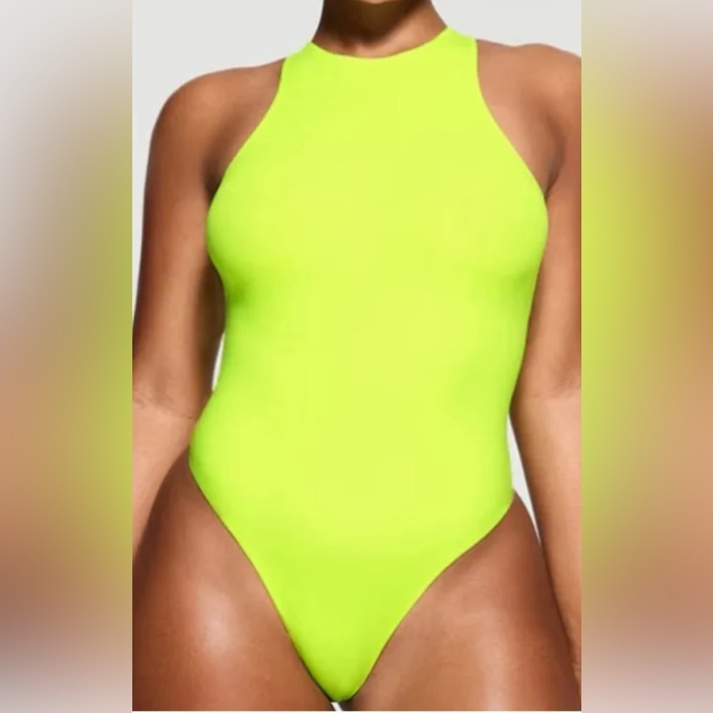 SKIMS-Neon Green Women's High Neck Bodysuit